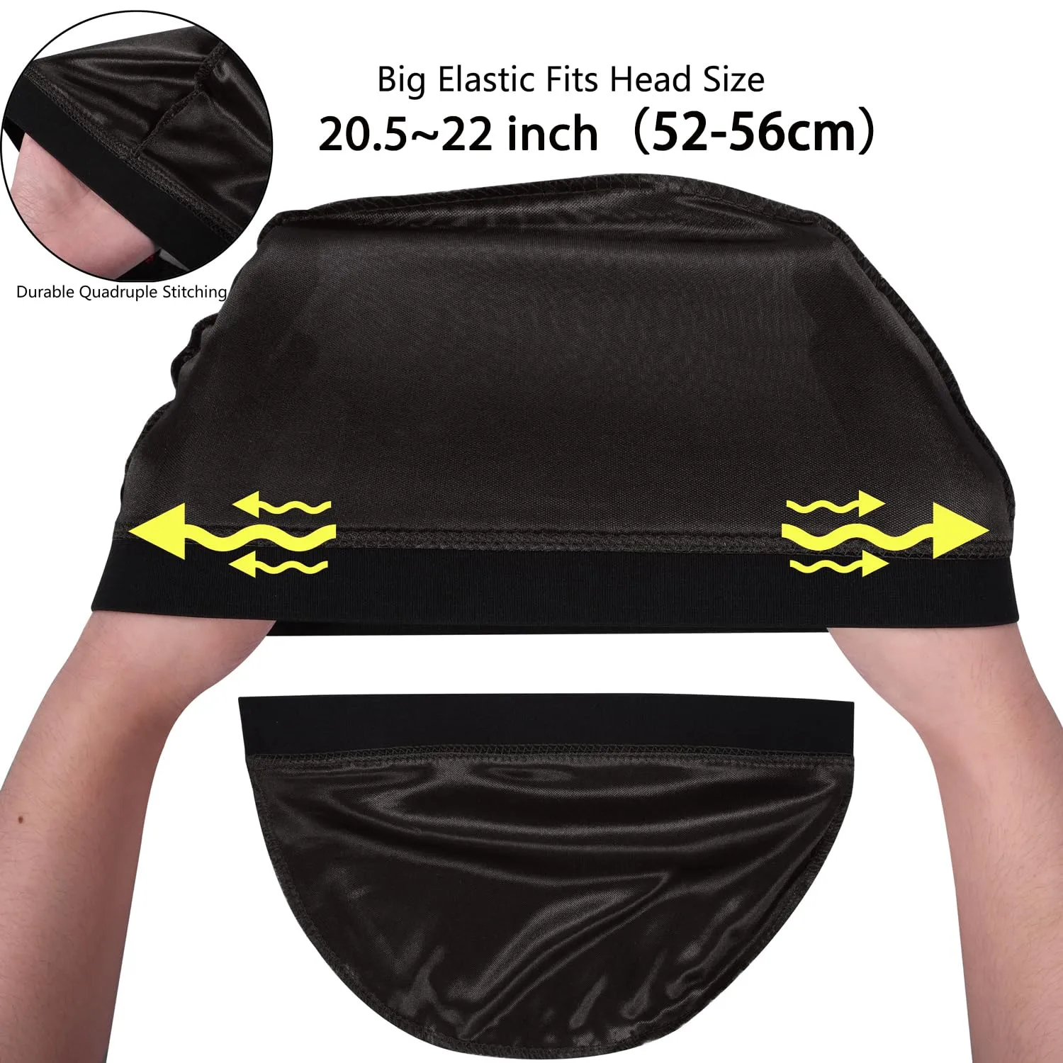 2PCS Silky Stocking Wave Cap for Men, Good Compression Over Durag ??Regular Style??