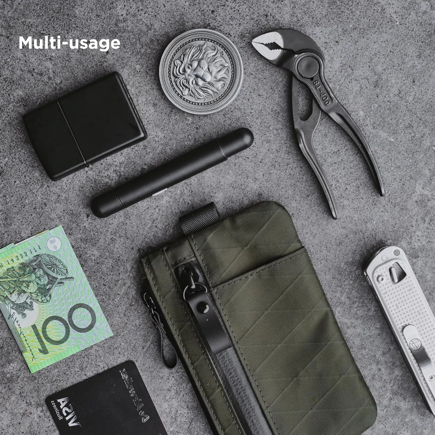 ALPAKA Zip Pouch Pro - Minimalist Zipper Wallet - with RFID Blocking ID Card Holder Wallet with Zipper for Men with Multi-tool Slot