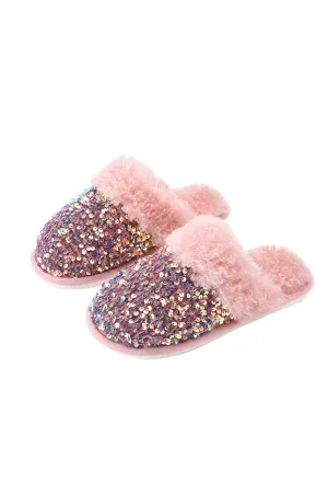 Amozae-Sequin Plush Slippers