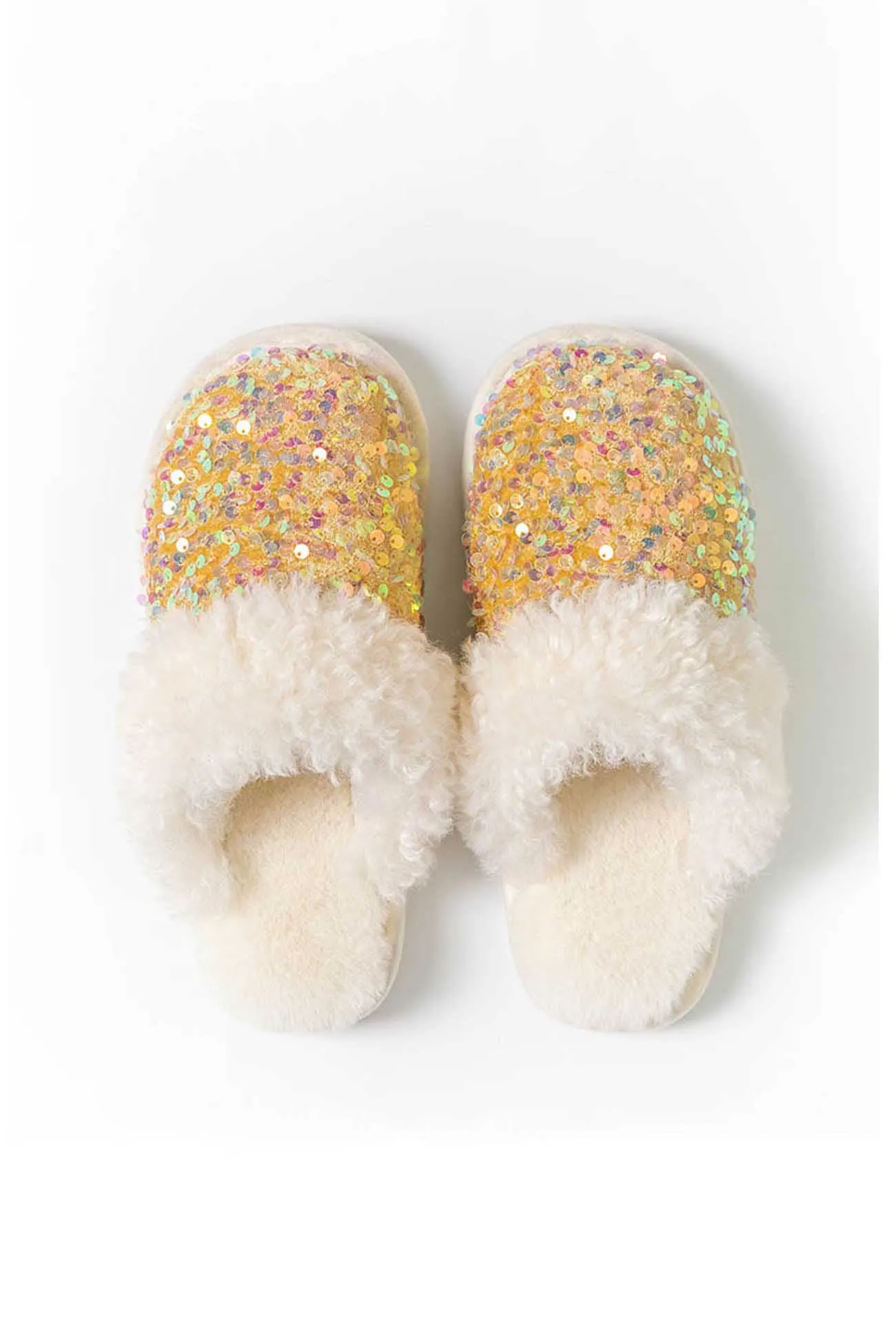 Amozae-Sequin Plush Slippers