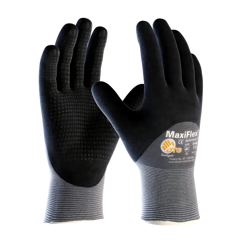 ATG 34-845/XXS Seamless Knit Nylon Glove with Nitrile Coated MicroFoam Grip on Palm, Fingers & Knuckles - Micro Dot Palm - Touchscreen Compatible