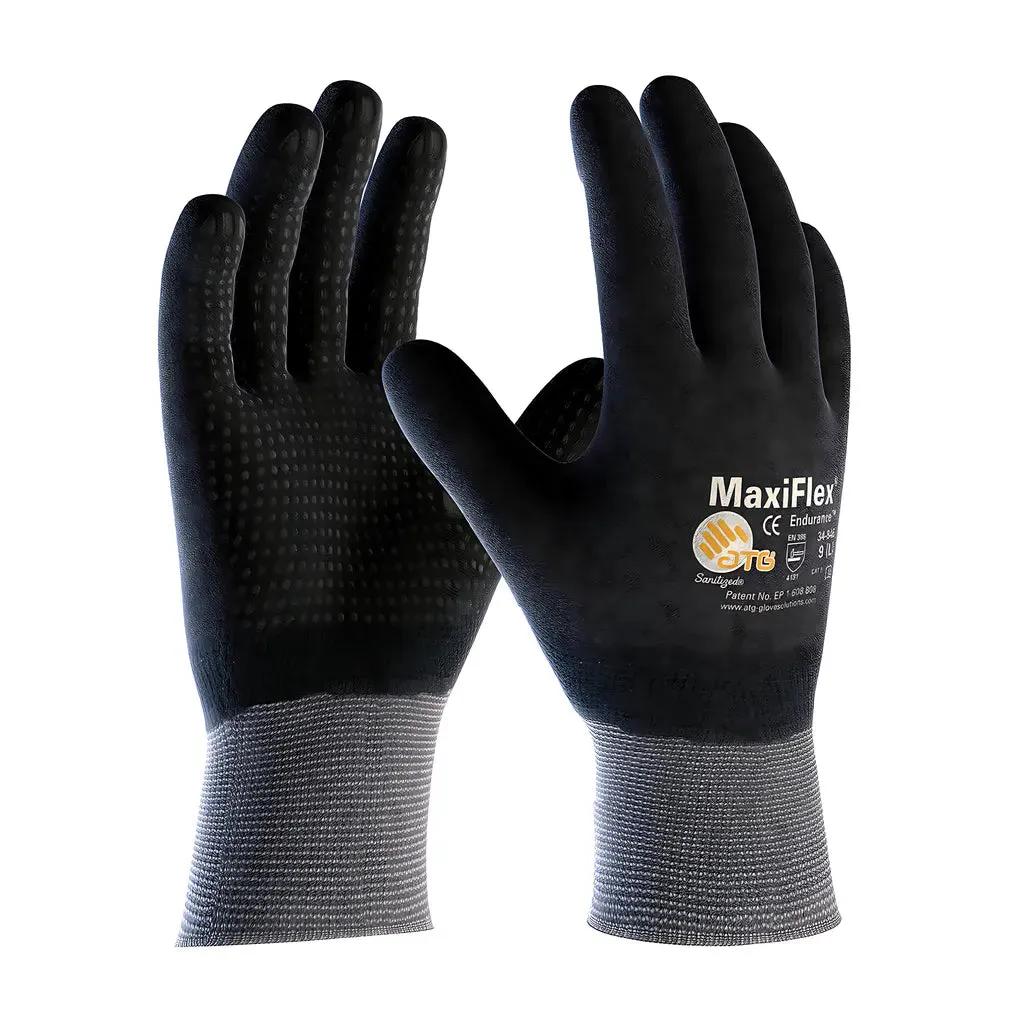 ATG 34-846T/M Seamless Knit Nylon Glove with Nitrile Coated MicroFoam Grip on Full Hand - Micro Dot Palm - Touchscreen Compatible