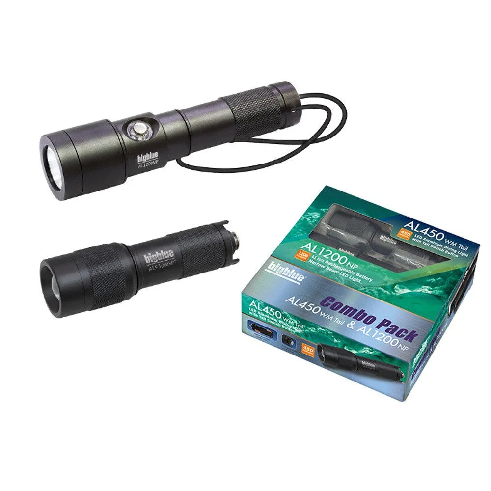 Big Blue Dive Light Combo Pack, AL450 Tail Black & AL1200