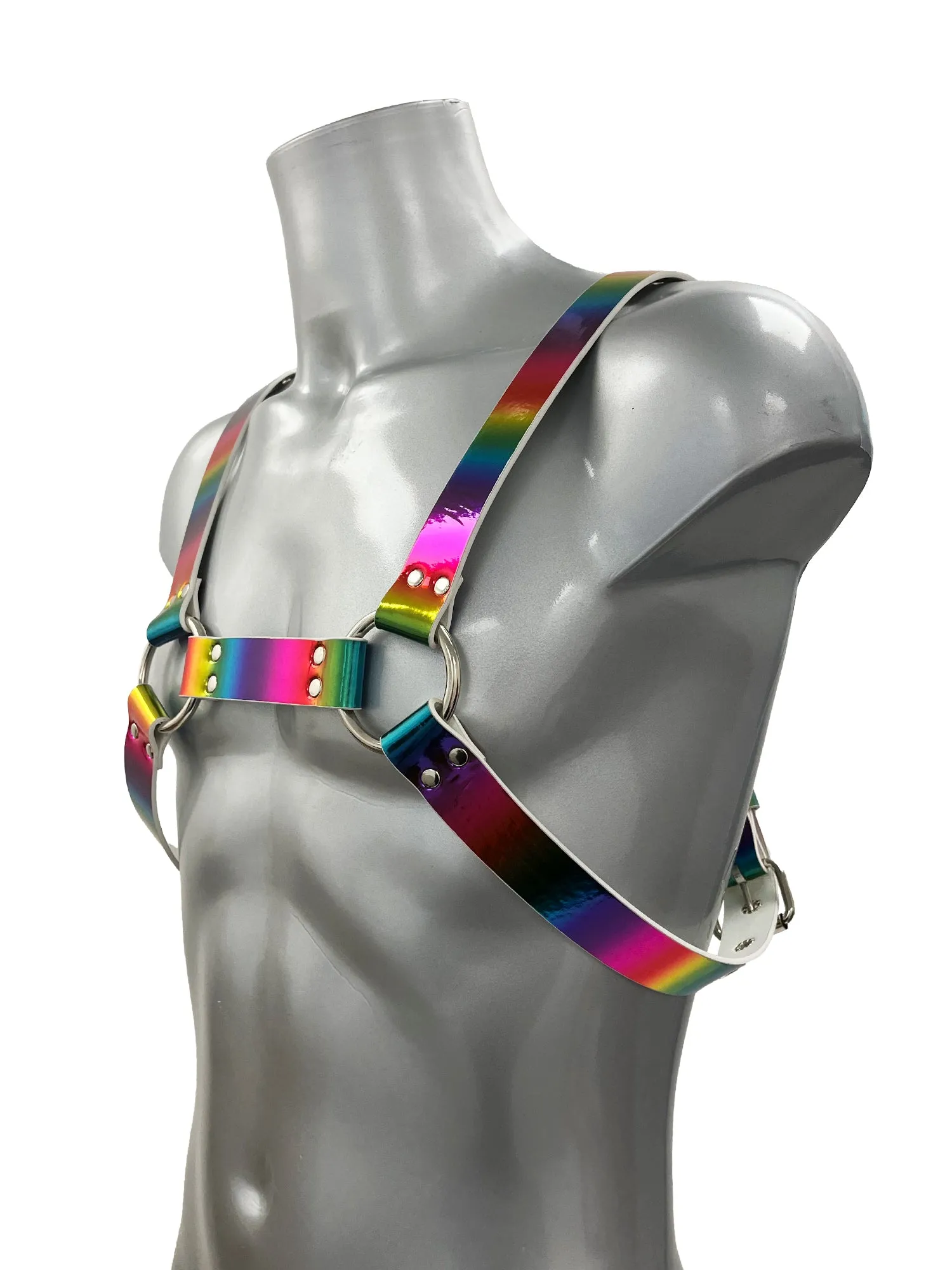 Bold Buckled Chest Harness - Rainbow