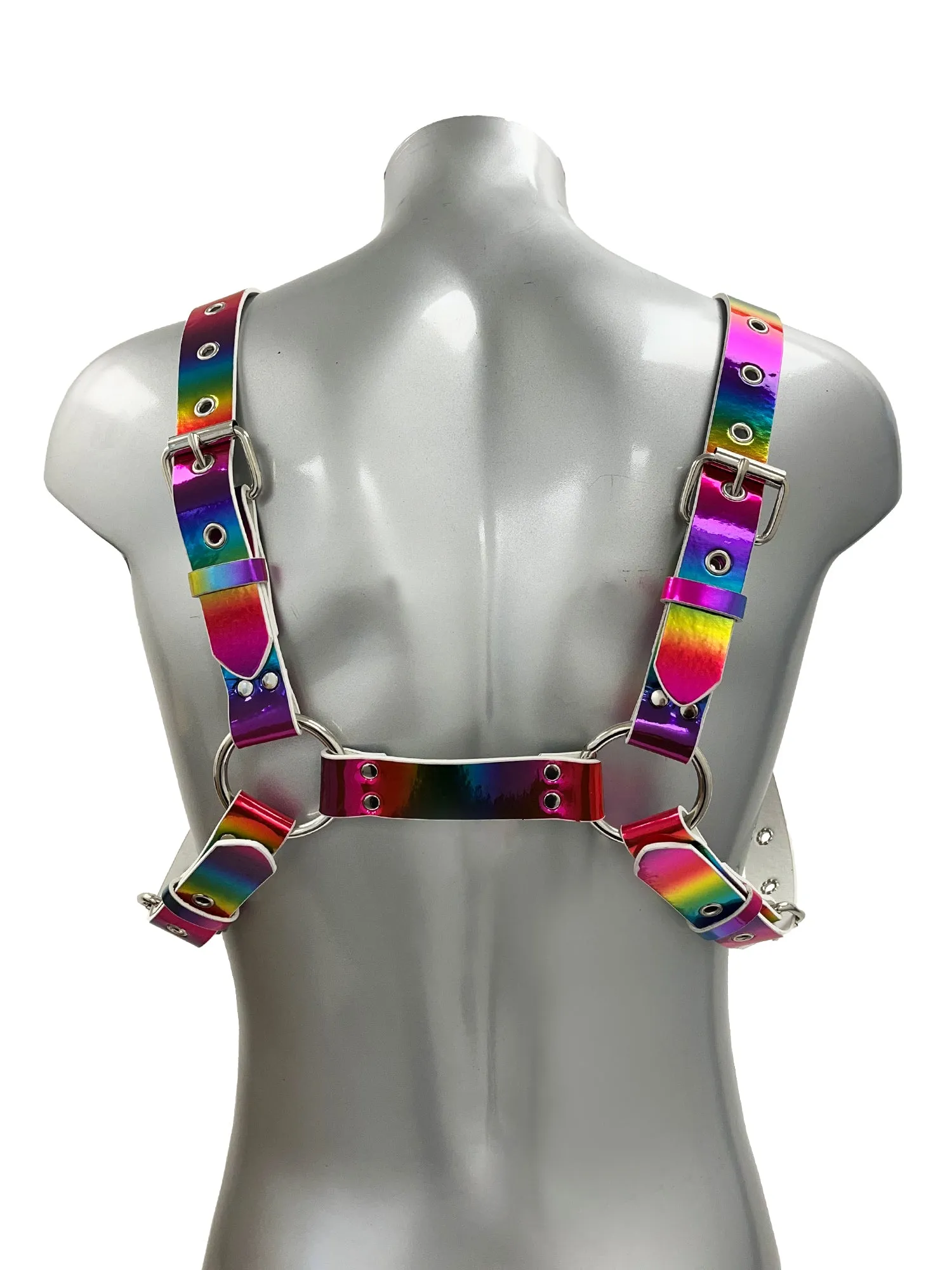 Bold Buckled Chest Harness - Rainbow
