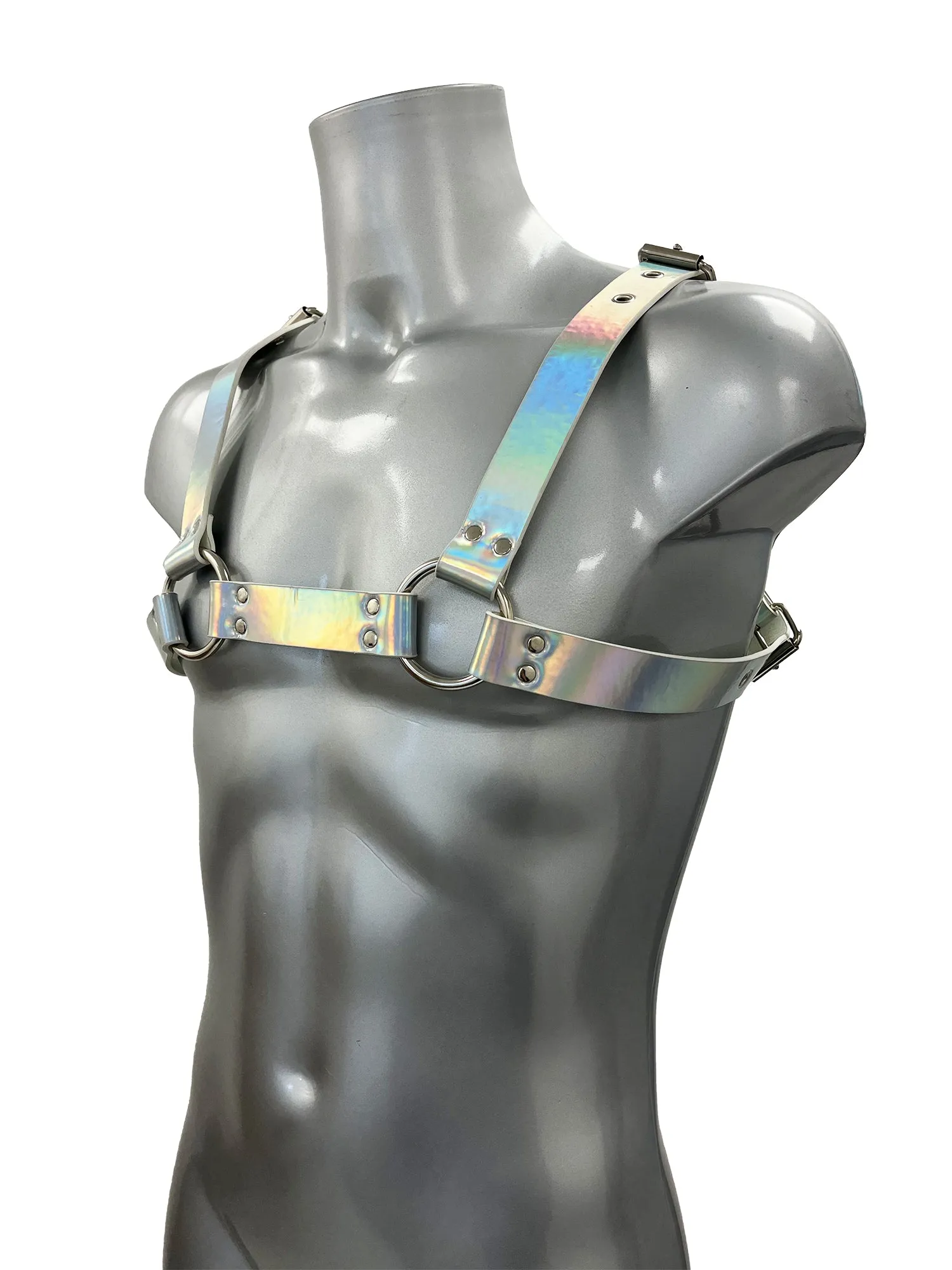 Bold Buckled Chest Harness - Rainbow