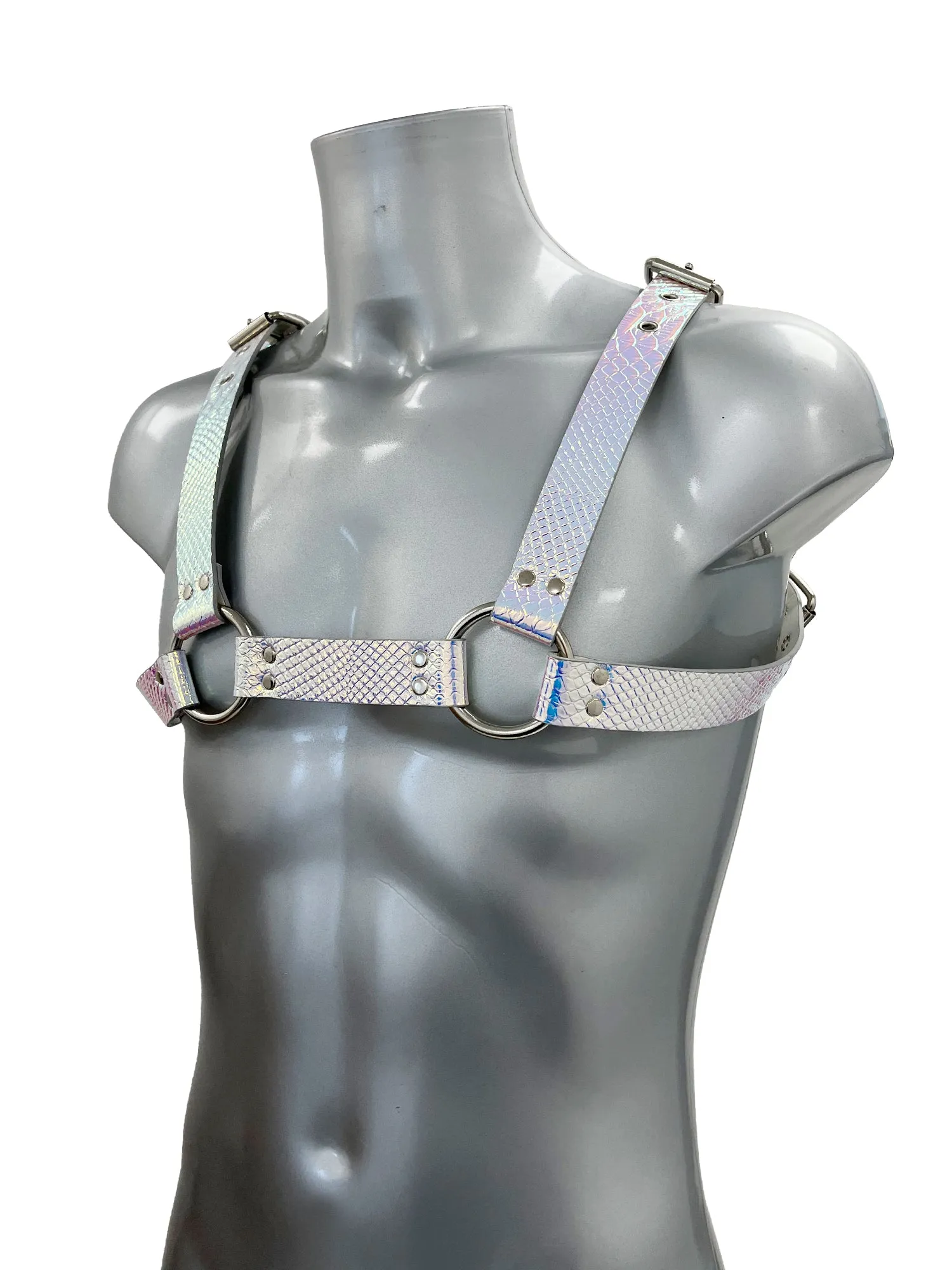 Bold Buckled Chest Harness - Rainbow