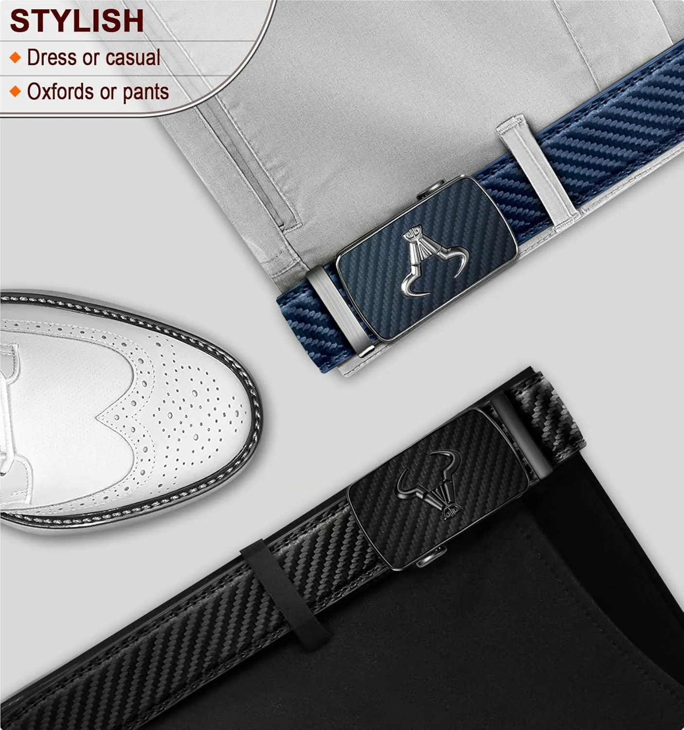 BULLIANT Men belt 2Pack,Leather Ratchet Belt for Gift Men Dress Casual Jeans 1 3/8",Cut for Fit