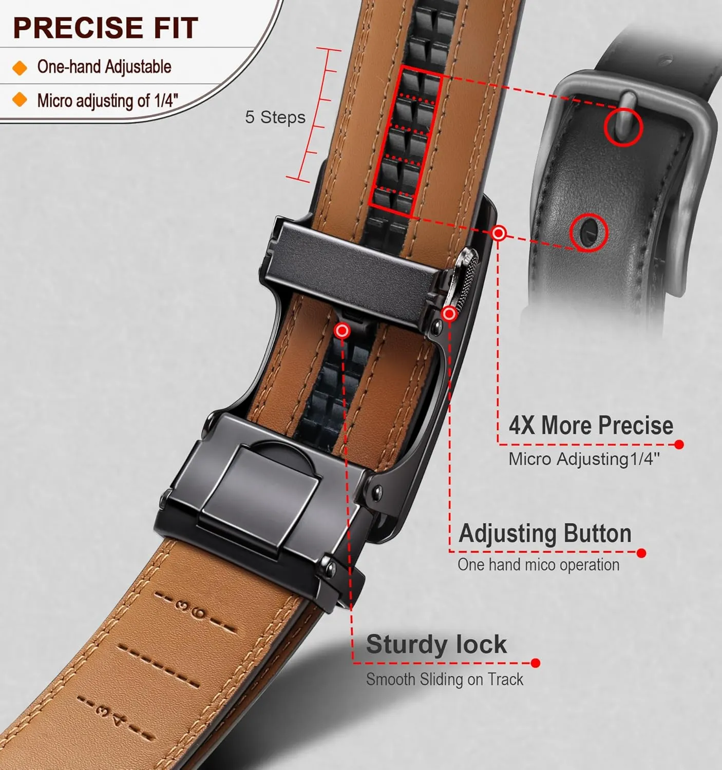 BULLIANT Men belt 2Pack,Leather Ratchet Belt for Gift Men Dress Casual Jeans 1 3/8",Cut for Fit