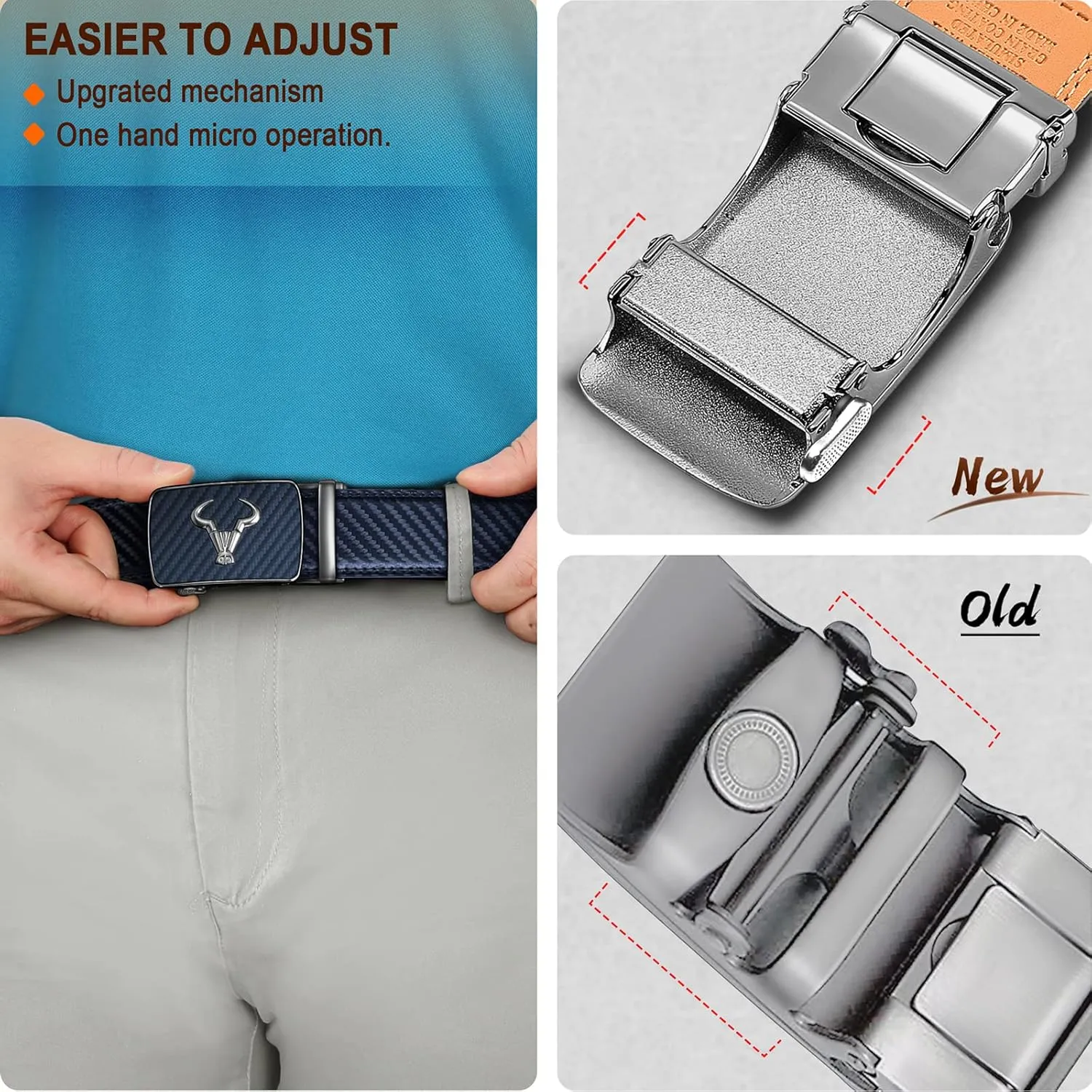 BULLIANT Men belt 2Pack,Leather Ratchet Belt for Gift Men Dress Casual Jeans 1 3/8",Cut for Fit