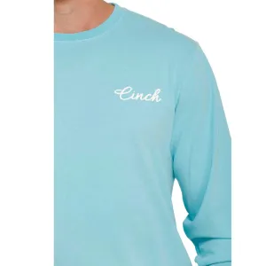CINCH JEANS MEN'S LONG SLEEVE T-SHIRT - LIGHT BLUE