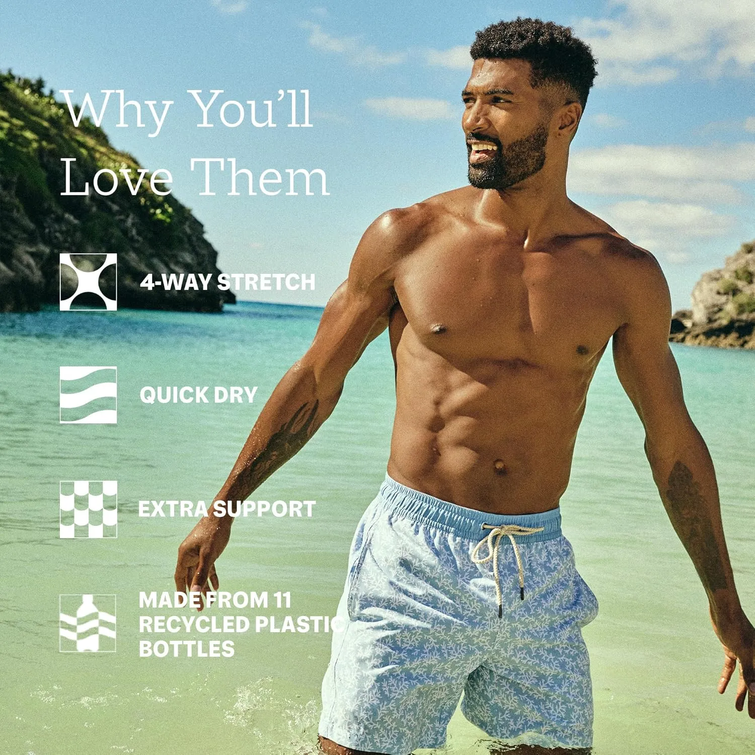 Fair Harbor The Bayberry Trunk ?C?C Men's Swim Suits with Liner, 7-inch Inseam ?C?C Anti-Chafe Classic fit Swim Trunks