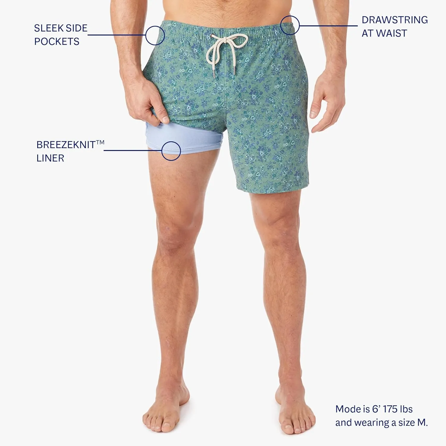 Fair Harbor The Bayberry Trunk ?C?C Men's Swim Suits with Liner, 7-inch Inseam ?C?C Anti-Chafe Classic fit Swim Trunks