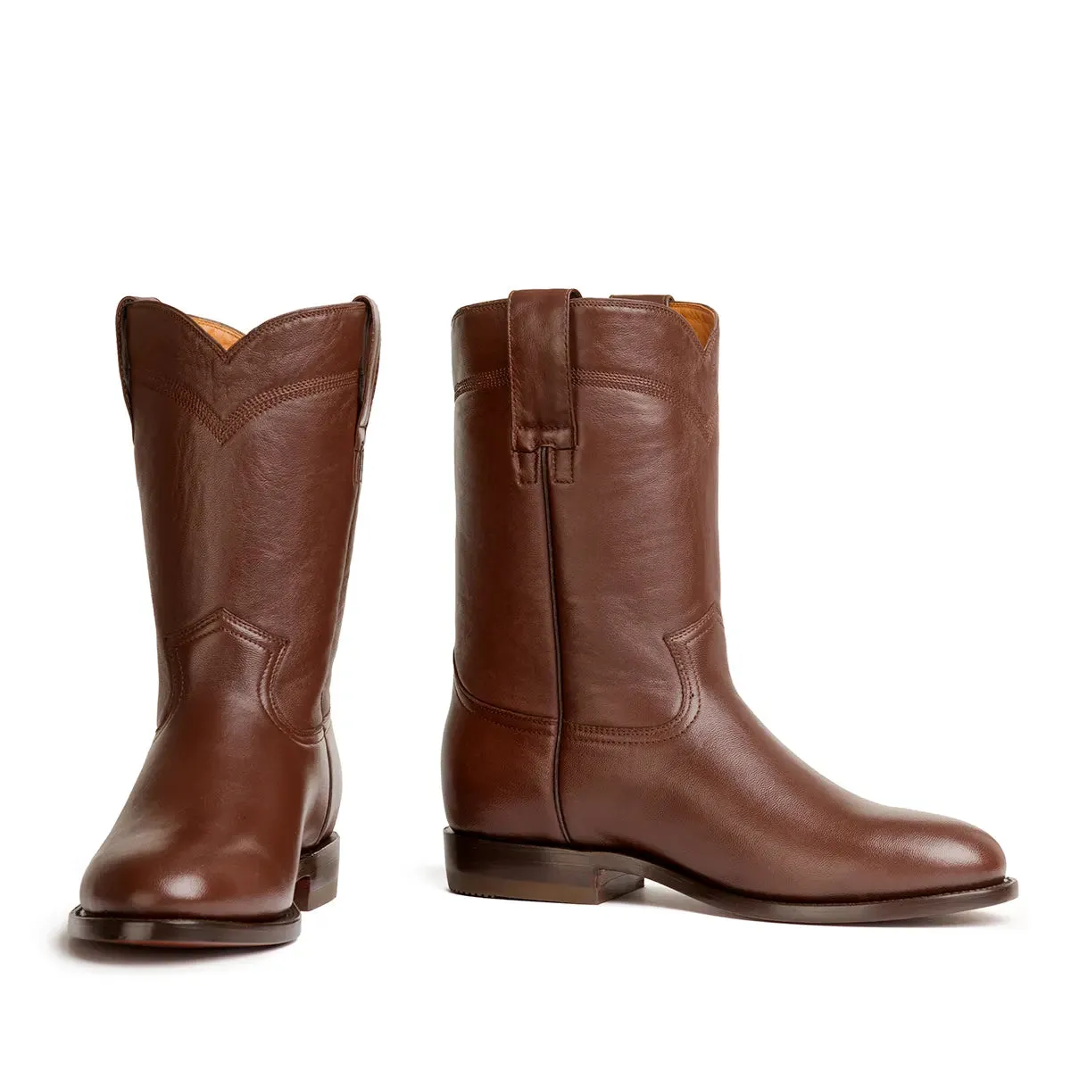 Brown Gavel Mens Allen Goat Leather Roper Boots