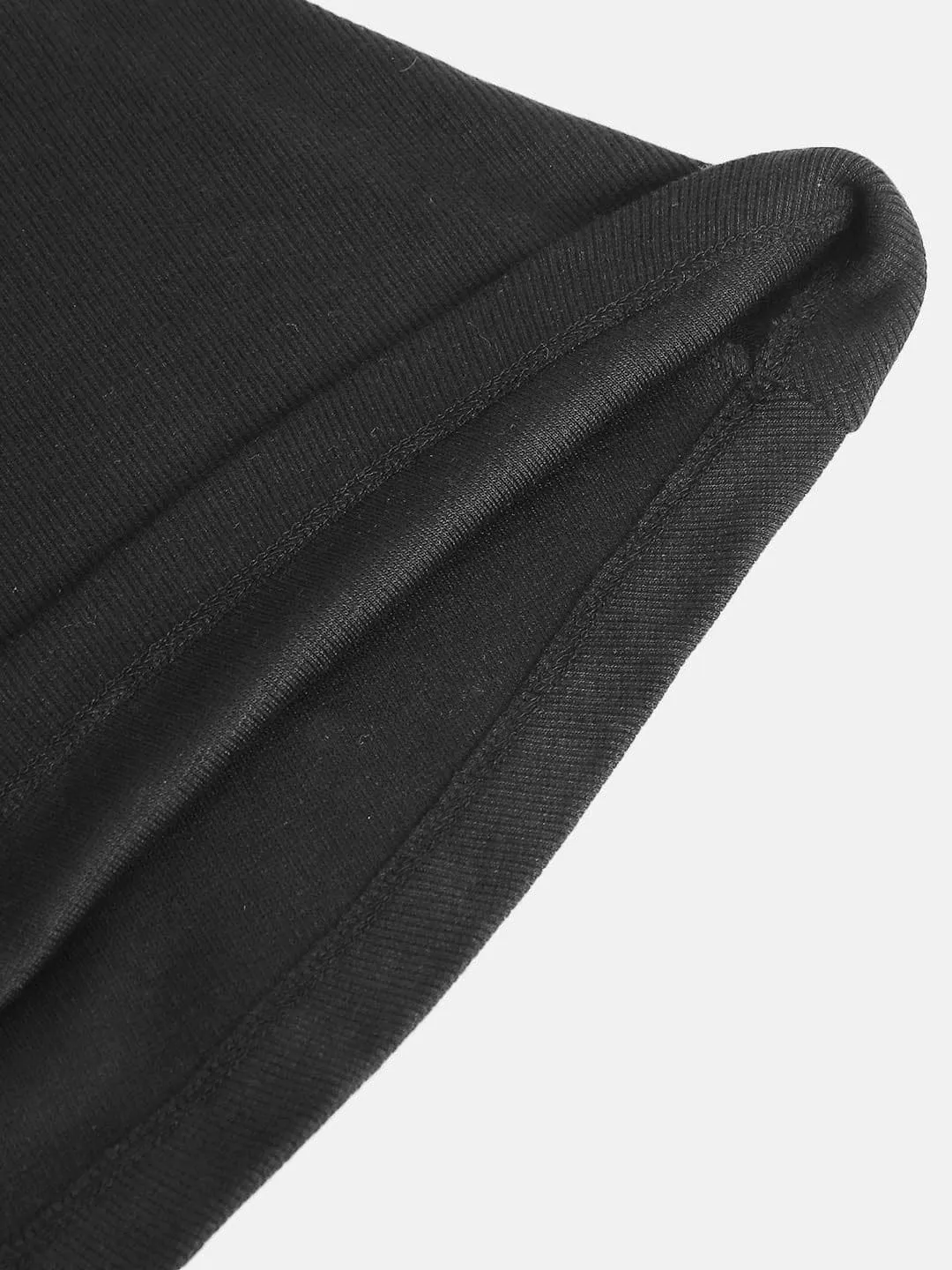 Girls Black Rib Midi Skater Dress