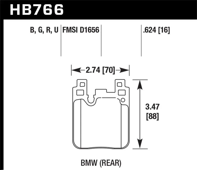 Hawk ER-1 Race Rear Brake Pads - 2014 BMW 228i 2.0L Base Blue Painted Caliper - HB766D.624