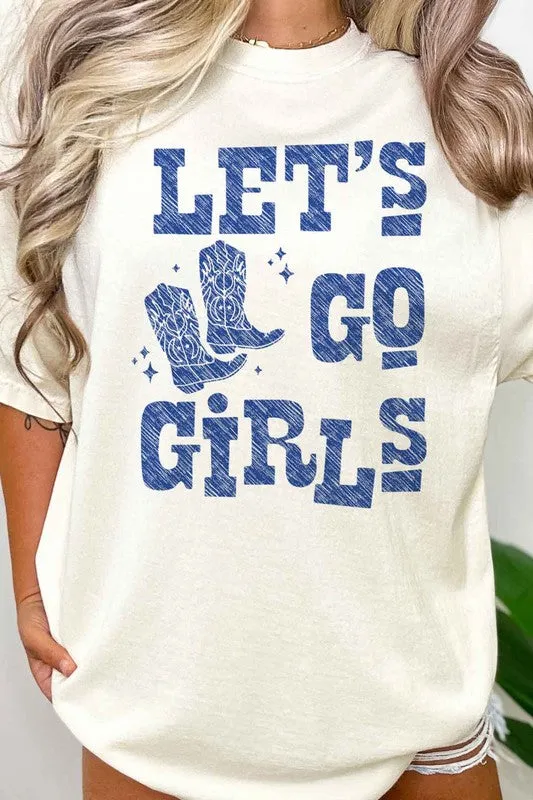 LETS GO GIRLS WESTERN BOOTS OVERSIZED GRAPHIC TEE
