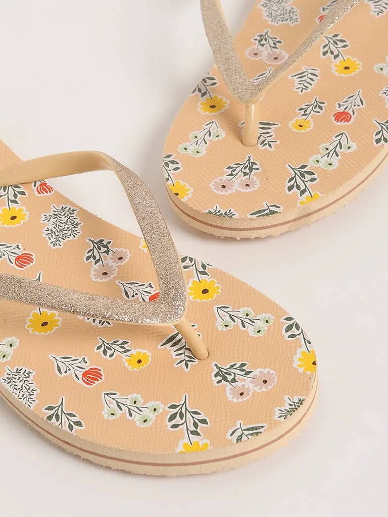 LUNA BLU Peach Floral Flip-Flop
