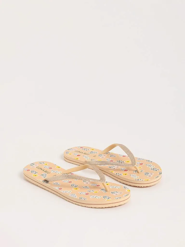 LUNA BLU Peach Floral Flip-Flop