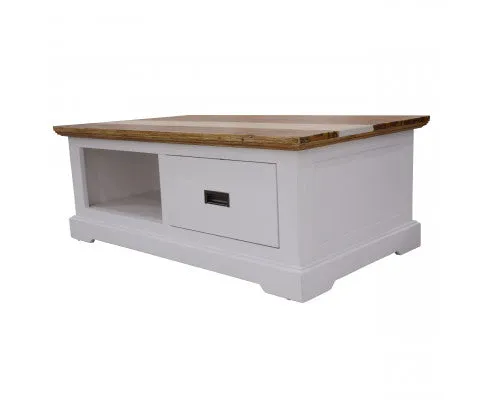 Orville Coffee Table 120cm 1 Drawer Solid Acacia Timber Wood - Multi Color