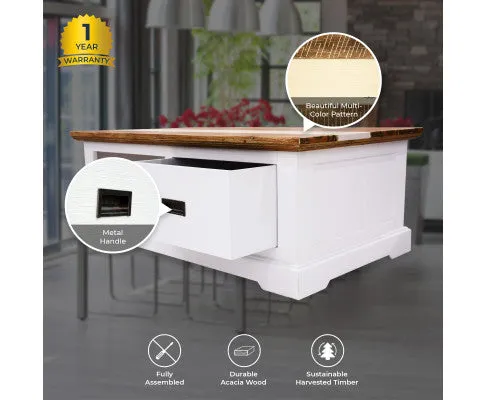 Orville Coffee Table 120cm 1 Drawer Solid Acacia Timber Wood - Multi Color