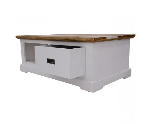 Orville Coffee Table 120cm 1 Drawer Solid Acacia Timber Wood - Multi Color