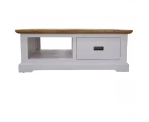 Orville Coffee Table 120cm 1 Drawer Solid Acacia Timber Wood - Multi Color