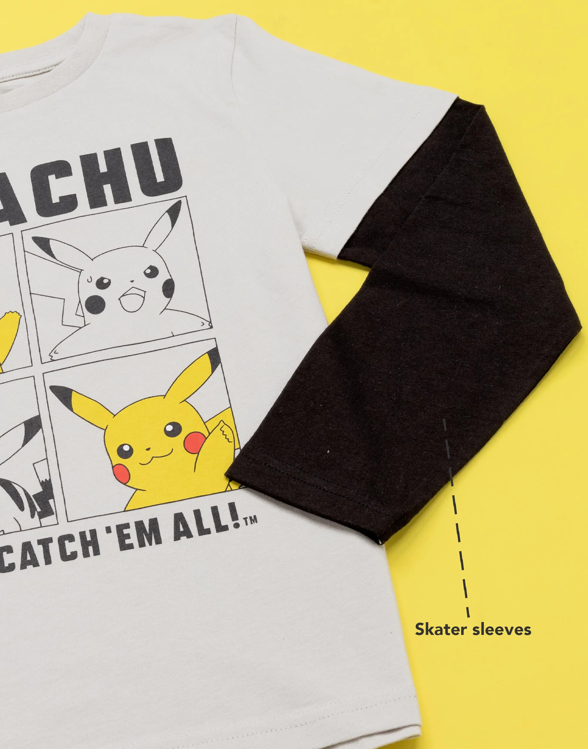 Pokemon Pikachu Boy's Skater Long Sleeve Top