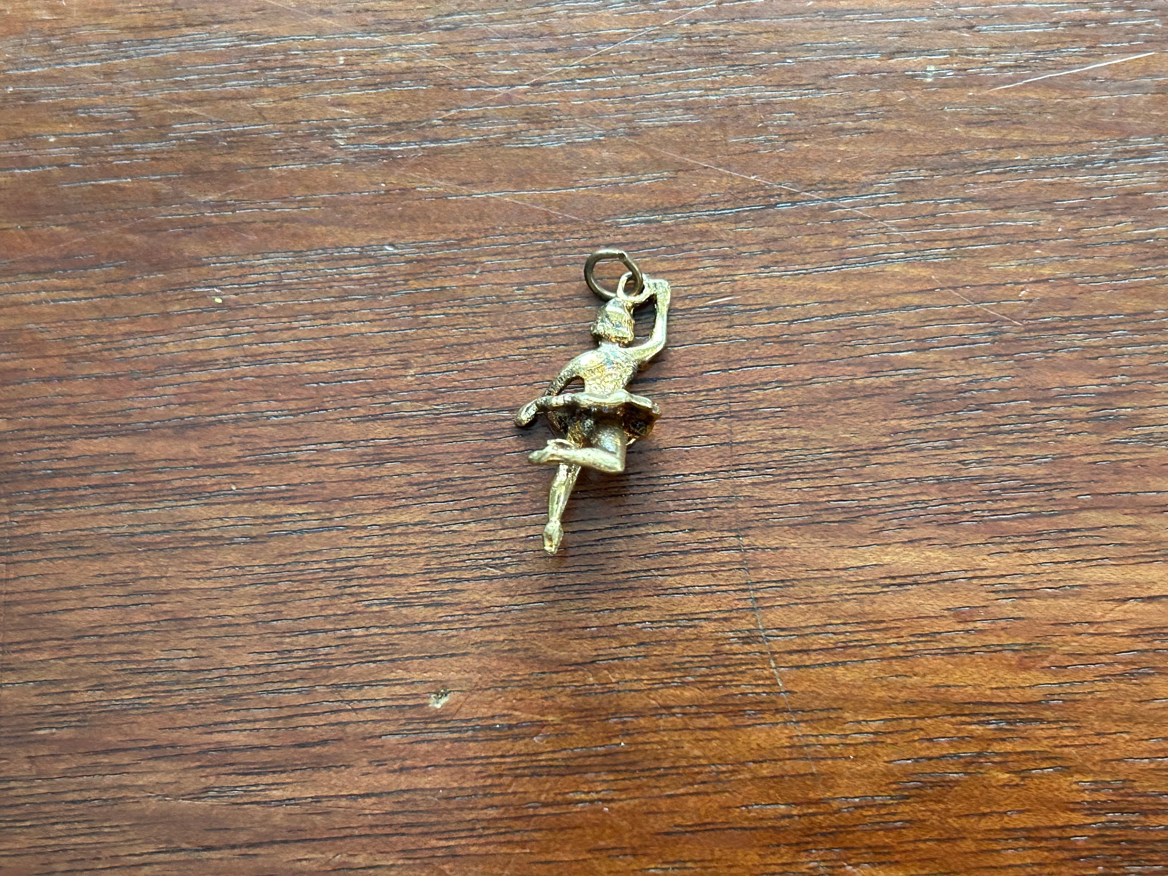 Retro Style Gold Tone Ballerina Charm Tutu