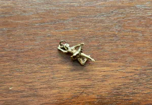 Retro Style Gold Tone Ballerina Charm Tutu