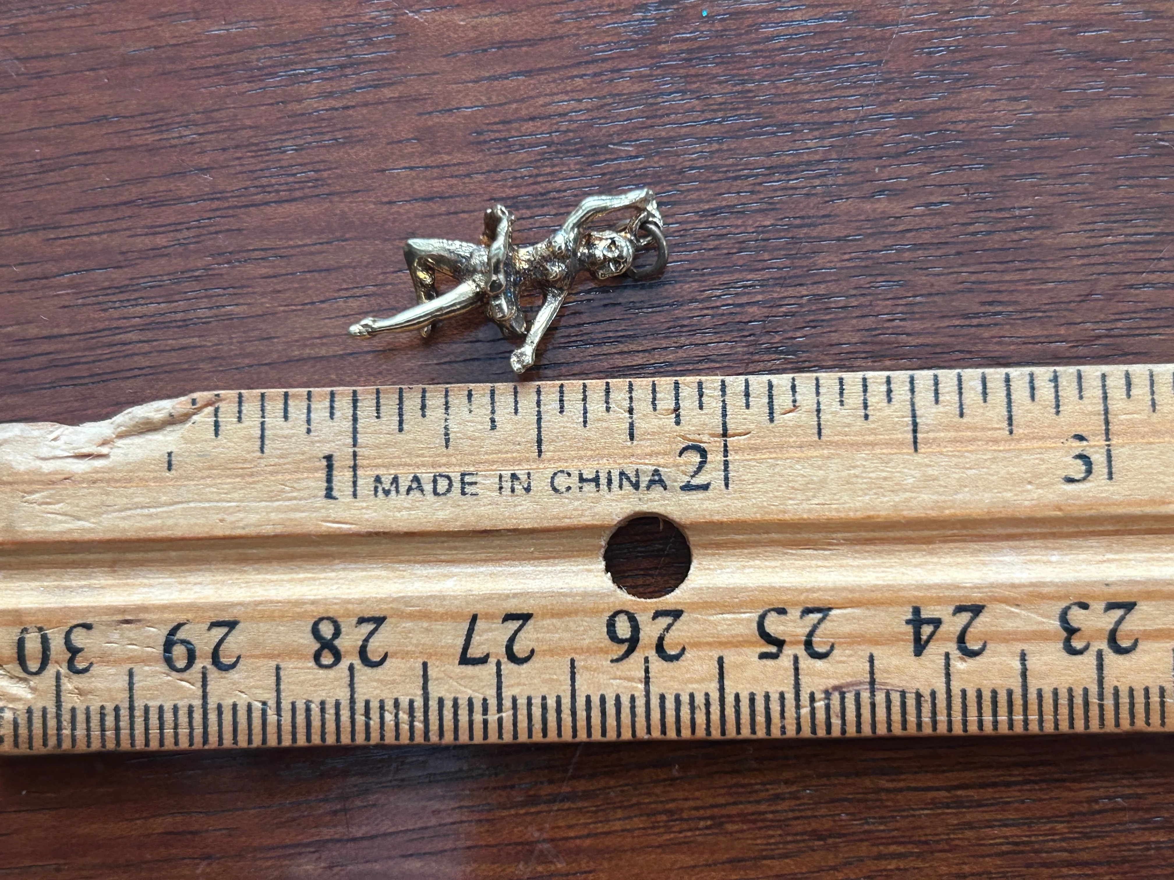 Retro Style Gold Tone Ballerina Charm Tutu