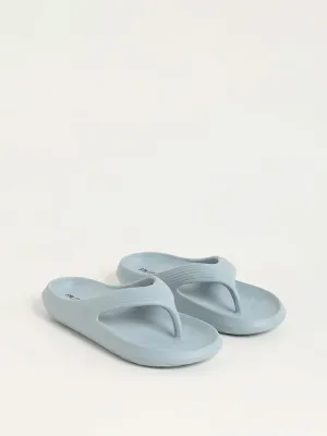 SOLEPLAY Dusty Blue Ribbed Textured Flip-Flops