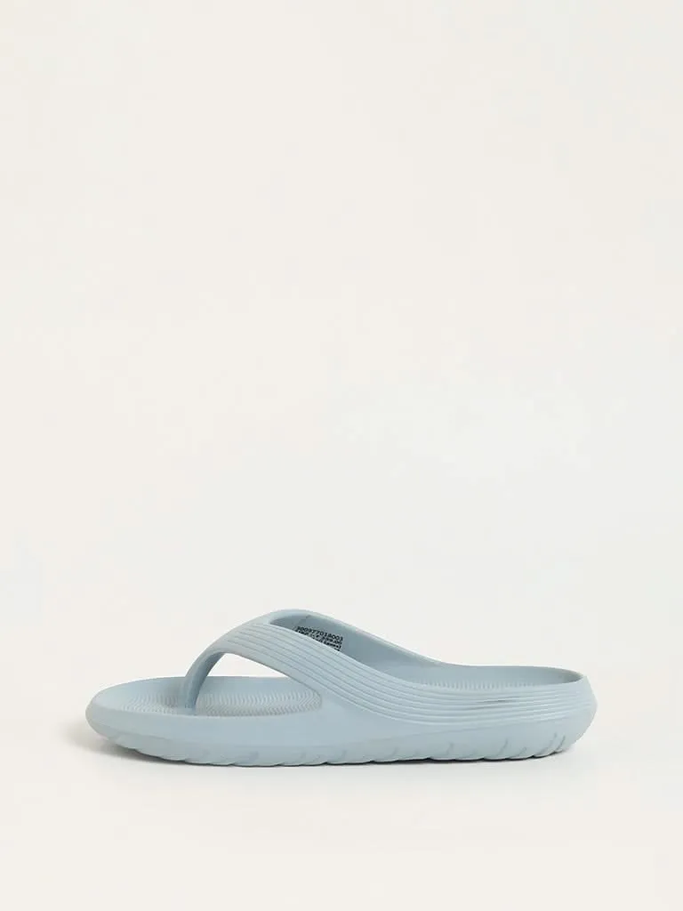 SOLEPLAY Dusty Blue Ribbed Textured Flip-Flops