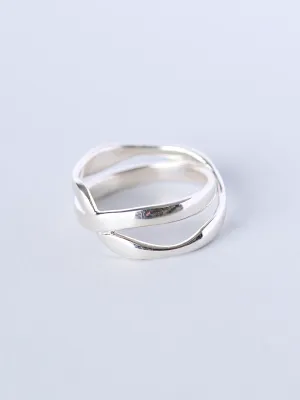 Sterling Silver Cross Over Ring