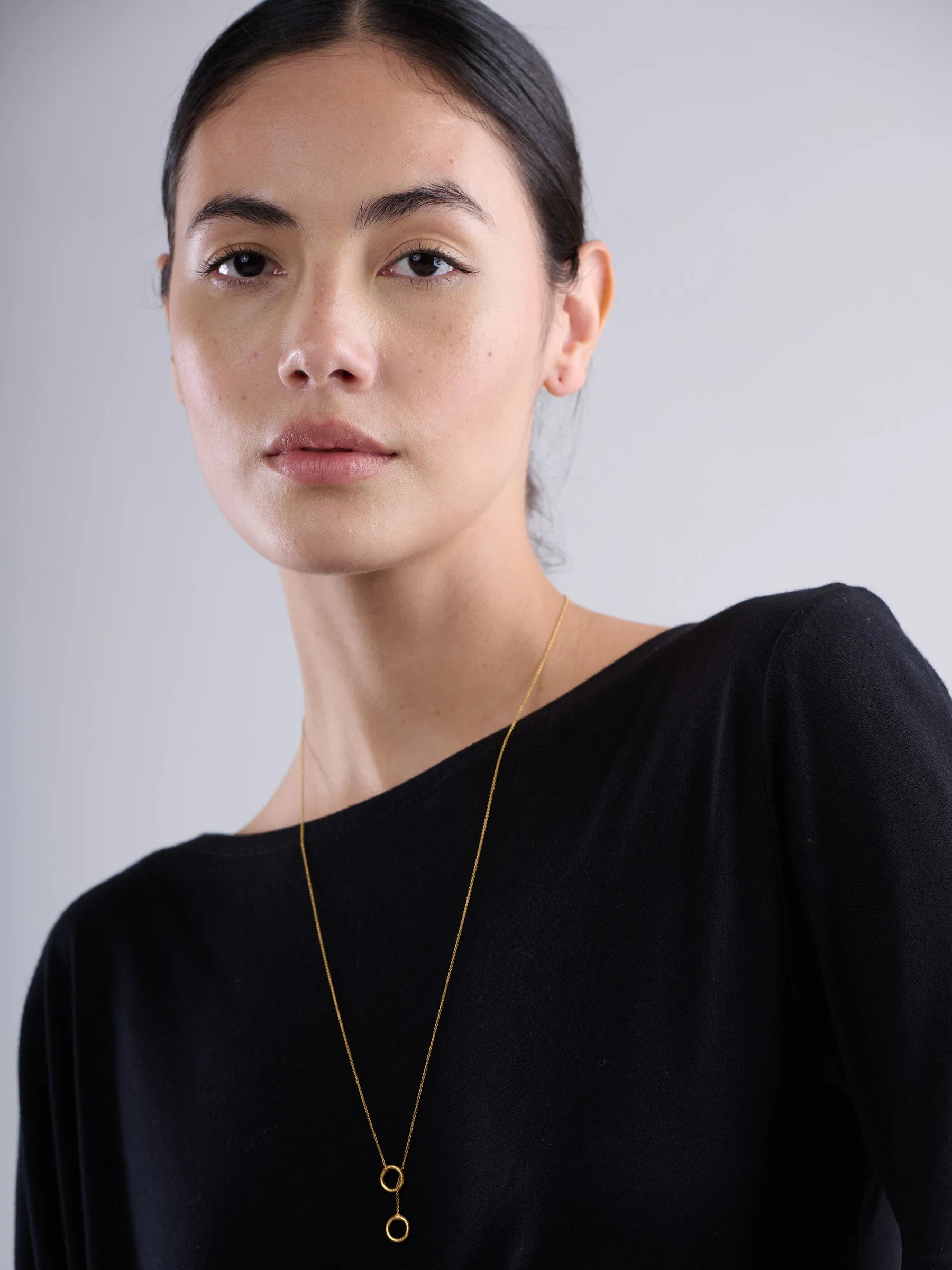 Sterling Silver Double Ring Lariat Necklace