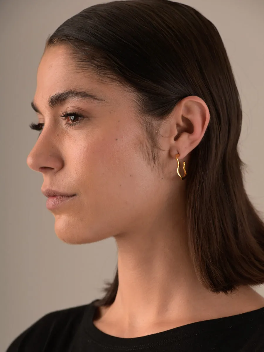 Sterling Silver Organic Wave Hoop Earrings