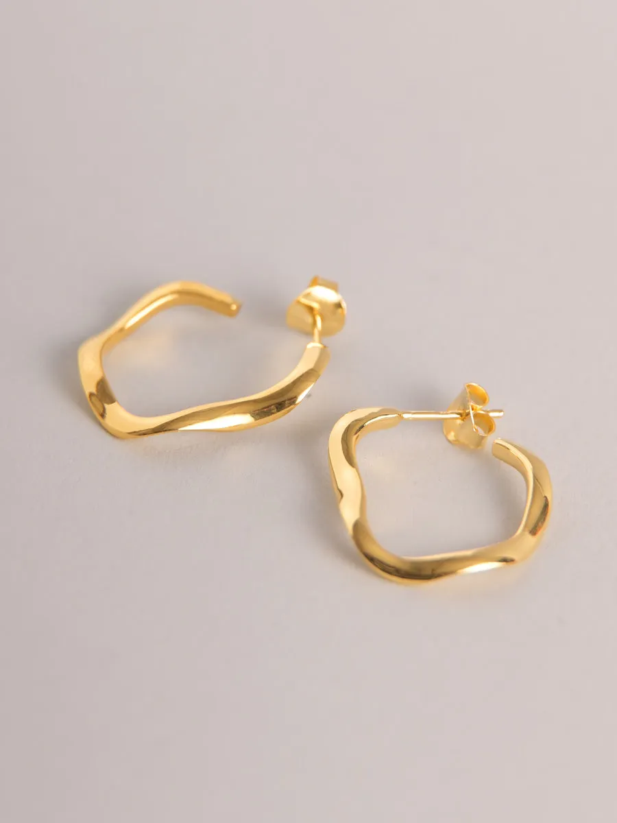 Sterling Silver Organic Wave Hoop Earrings