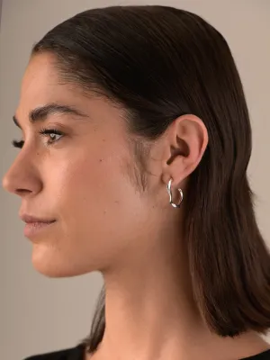 Sterling Silver Organic Wave Hoop Earrings